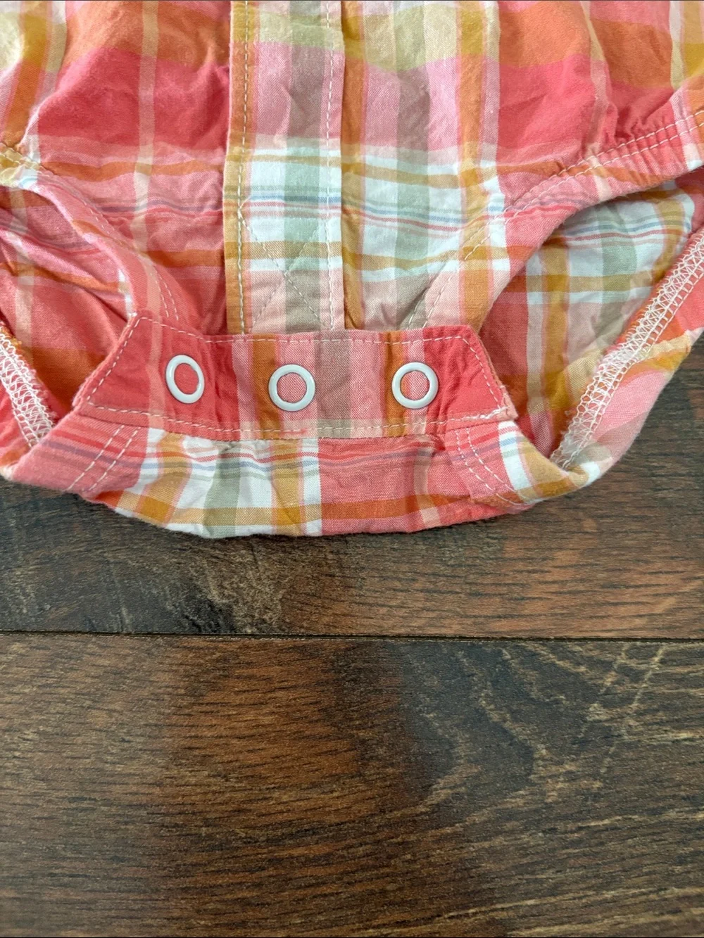 OshKosh B'gosh Coral and Yellow Plaid Infant Button-Up Shirt